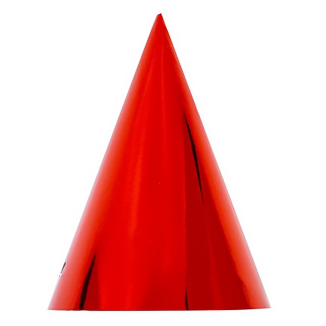 Праздничные фольгированные колпачки для головы красного цвета 6 шт - 1501-5132