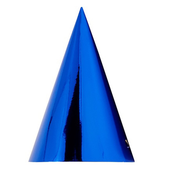 Праздничные фольгированные колпачки для головы синего цвета 6 шт