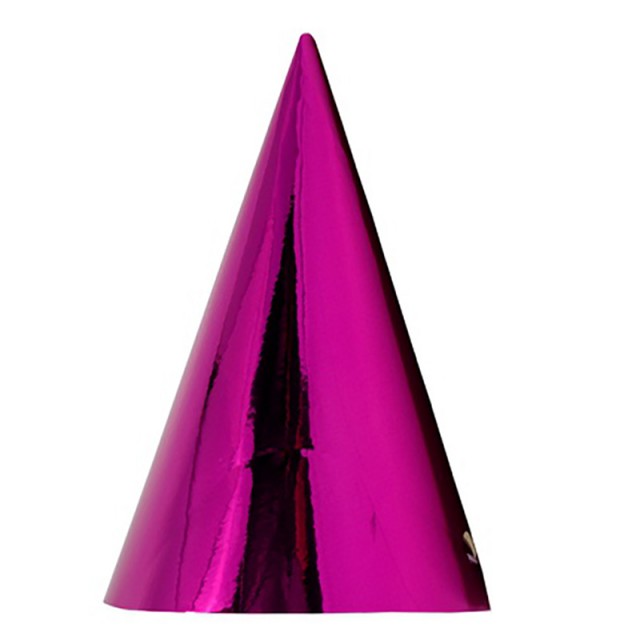 Праздничные фольгированные колпачки для головы ярко-розового цвета 6 шт - 1501-5130