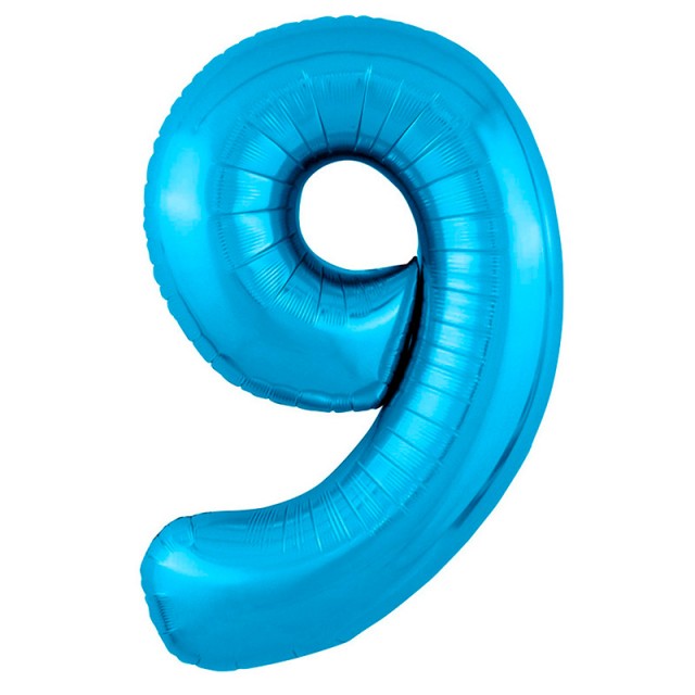 Голубая фольгированная цифра 9