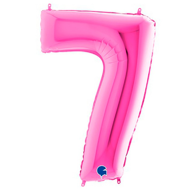 Розовая фольгированная цифра 7