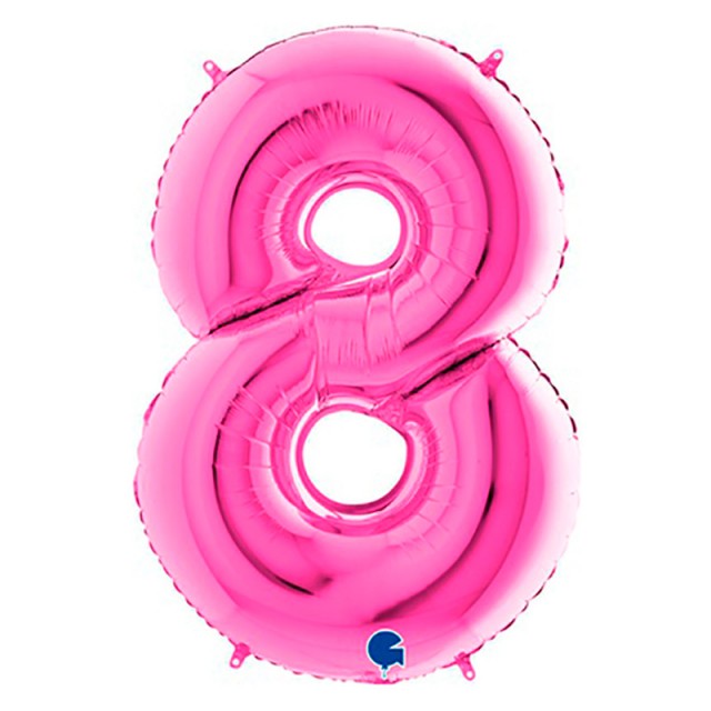 Розовая фольгированная цифра 8