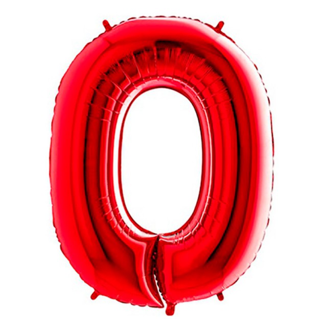 Шар цифра 0 красного цвета с гелием высота 1 метр