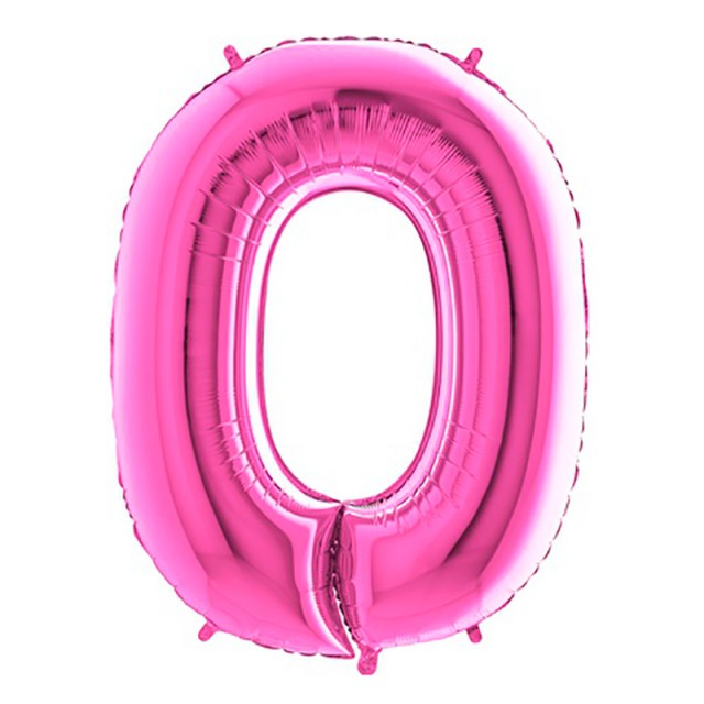 Шар цифра 0 розового цвета с гелием высота 1 метр