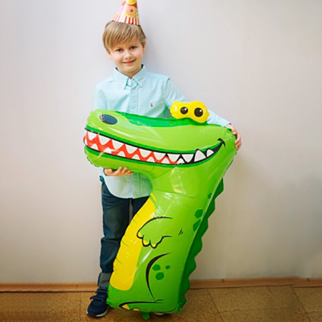 Шар цифра 7 "Крокодил" с гелием высота 1 метр