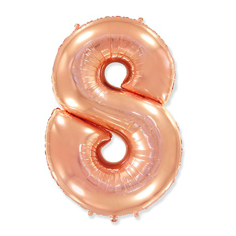 Шары цифры на день рождения 8 розовое золото