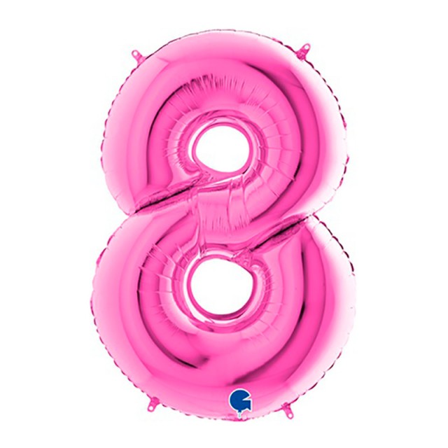 Шар цифра 8 розового цвета с гелием высота 1 метр