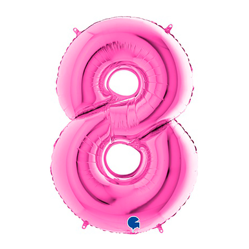 Шары цифры на день рождения 8 розового цвета