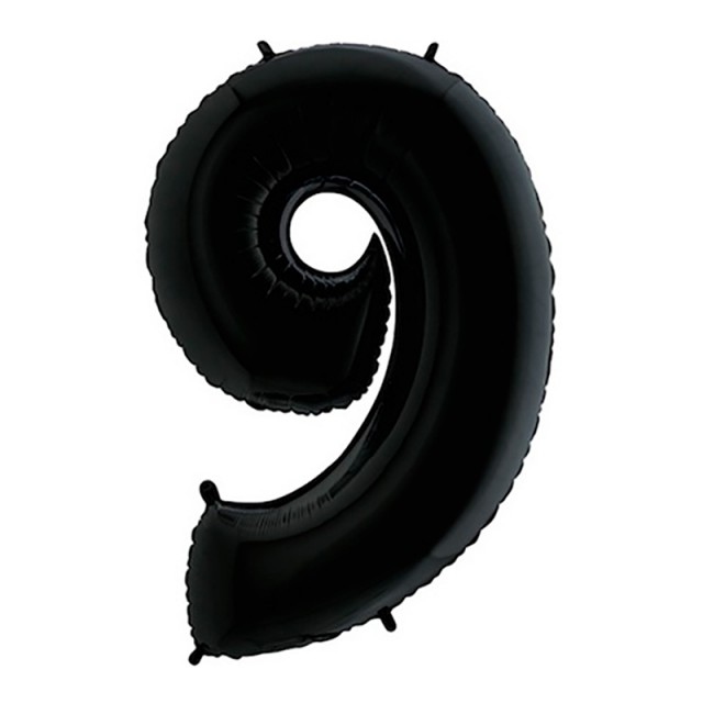 Шар цифра 9 черного цвета с гелием высота 1 метр