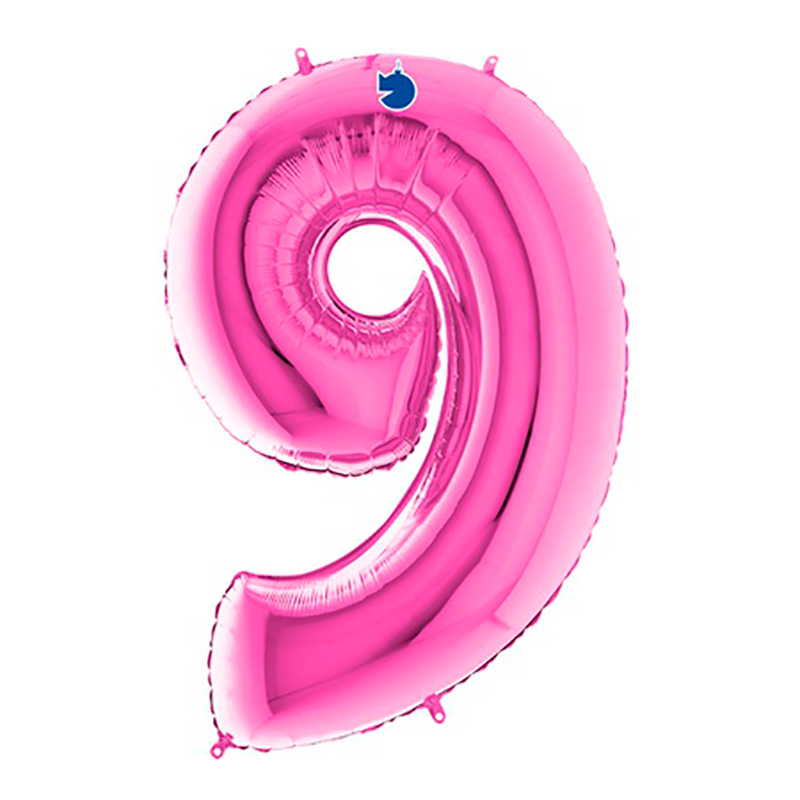 Фольгированный шар цифра 9 розовая