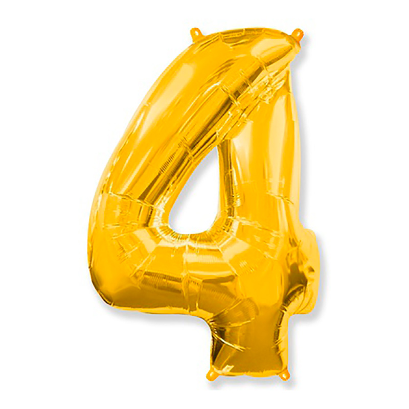 Цифра 4 на день рождения шарик золотой