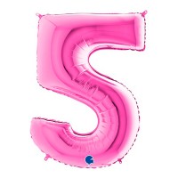 Шар цифра 5 розового цвета с гелием высота 1 метр