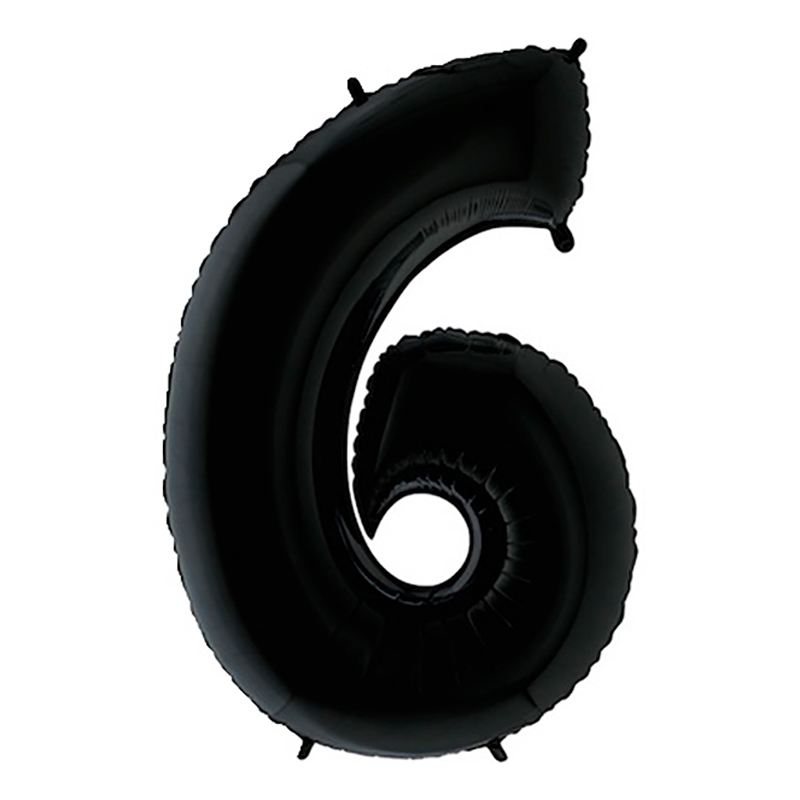 Воздушный шар цифра 6 черного цвета
