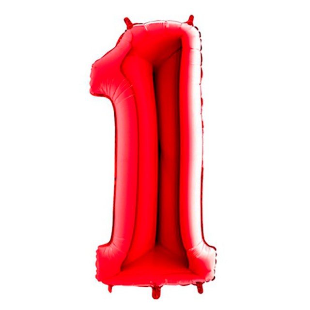 Шар цифра 1 красного цвета с гелием высота 1 метр - 1207-2078