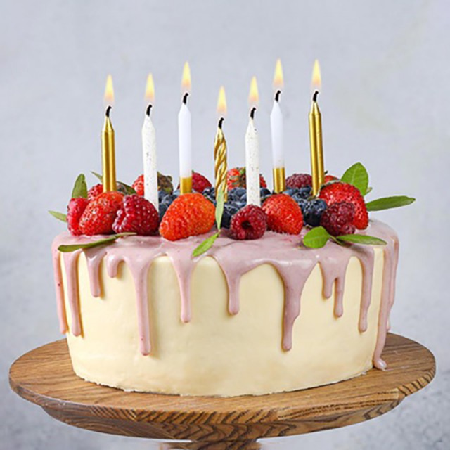 Свечи для торта белого и золотого цвета с блеском, 8 см, 12 шт