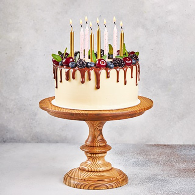 Свечи для торта розовые и золотые с блеском, 8 см, 12 шт