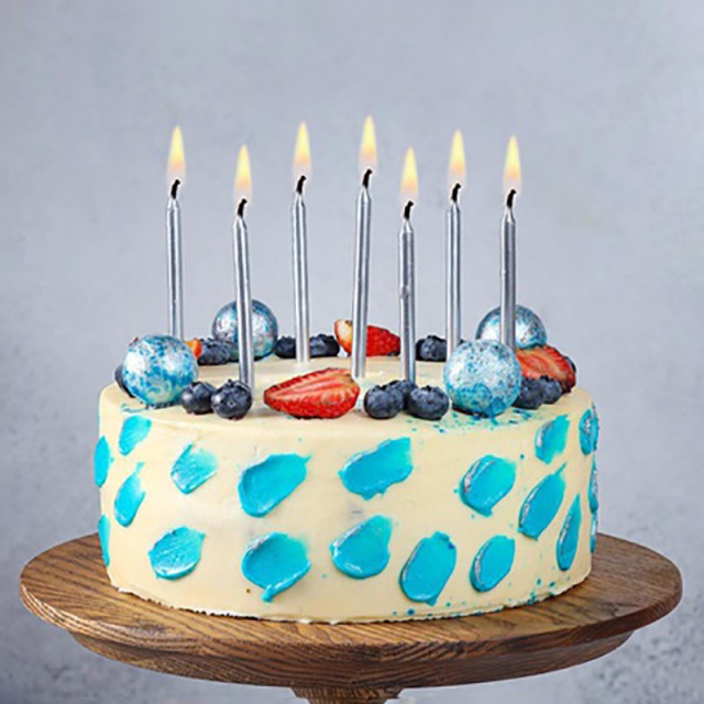 Свечи для торта серебряного цвета, 10 см, 12 шт