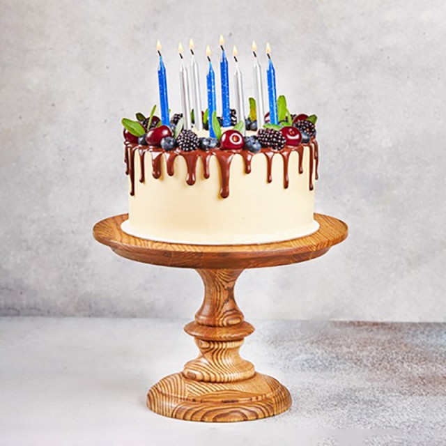 Свечи для торта серебряные и синие с блеском, 8 см, 12 шт