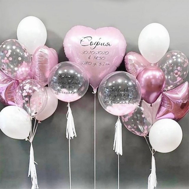 Воздушные шары на рождение ребенка "Для принцессы" - 4011-0019