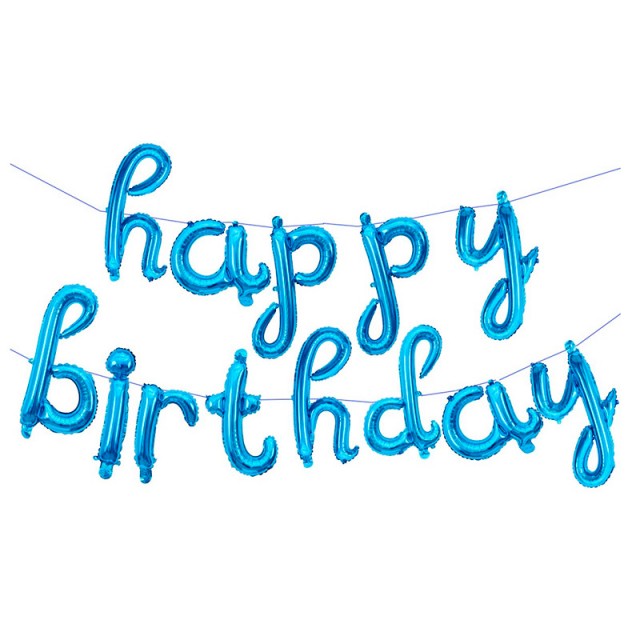 Фольгированная надпись "Happy Birthday" голубого цвета длиной 250 см