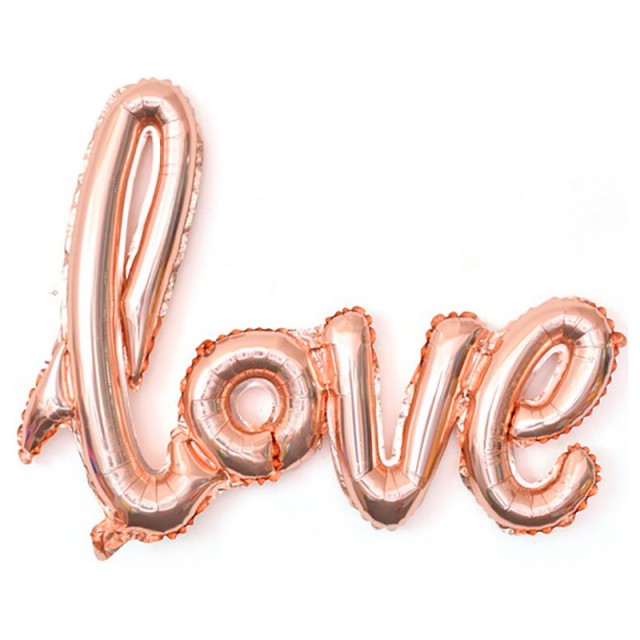 Фольгированная надпись "Love" цвета розовое золото длиной 104 см