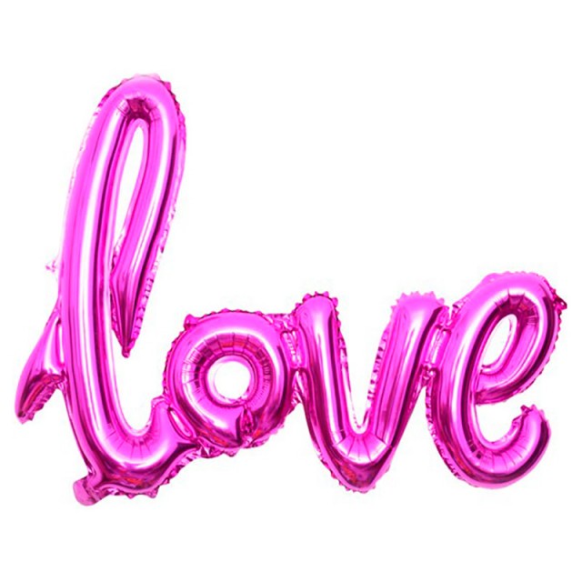 Фольгированная надпись "Love" малинового цвета длиной 104 см