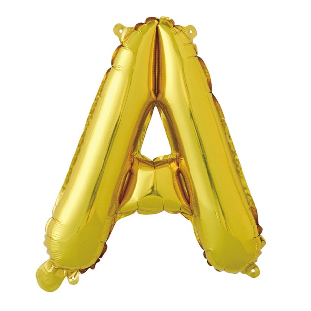 Фольгированный шар буква "А" золотого цвета размером 41 см