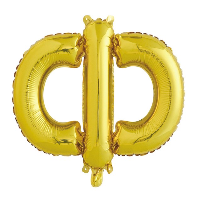 Фольгированный шар буква "Ф" золотого цвета размером 41 см