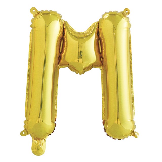 Фольгированный шар буква "М" золотого цвета размером 41 см