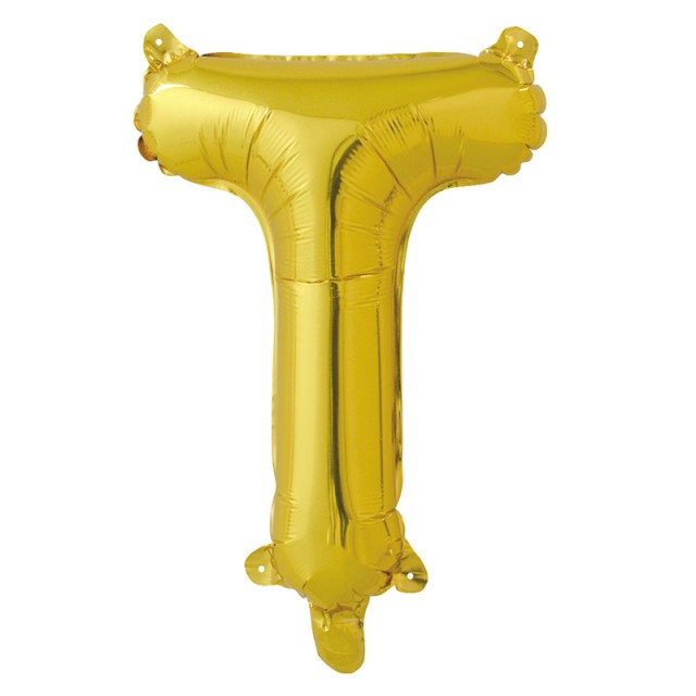Фольгированный шар буква "Т" золотого цвета размером 41 см