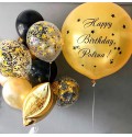 Шары на день рождения черного и золотого цвета с гигантом