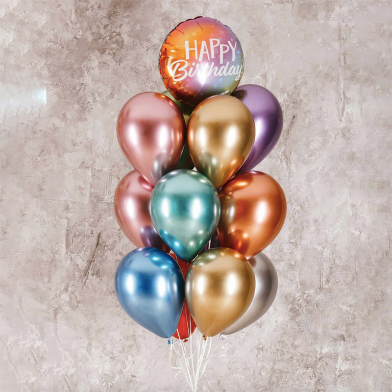 Воздушные шарики на день рождения разноцветные хром