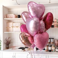 Шары на день рождения с розовыми сердцами