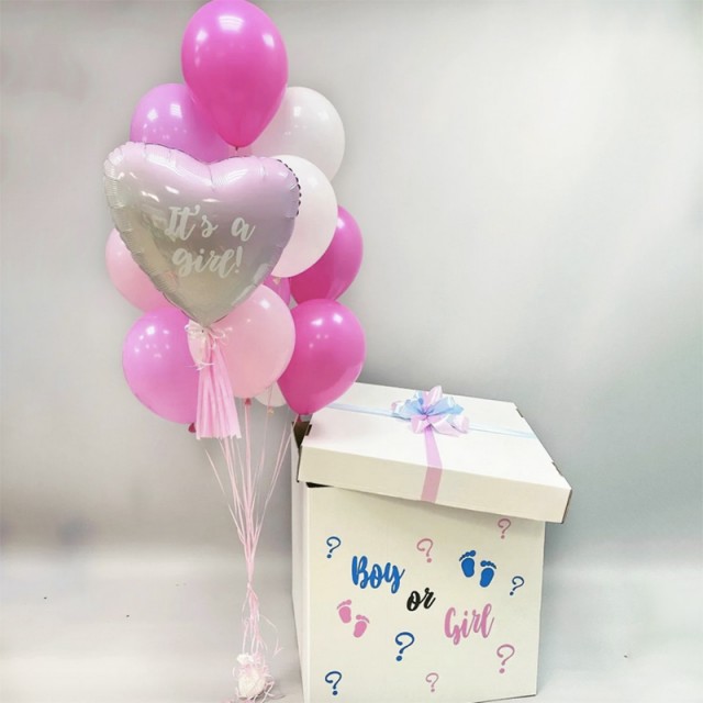 Гелиевые шары в коробке сюрприз Мальчик или девочка - 3008