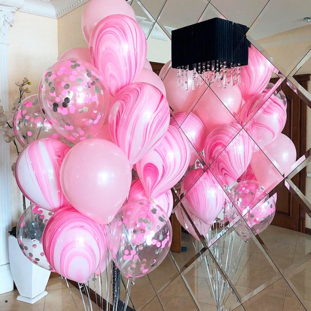 Облако воздушных шаров нежных розовых оттенков - 1511