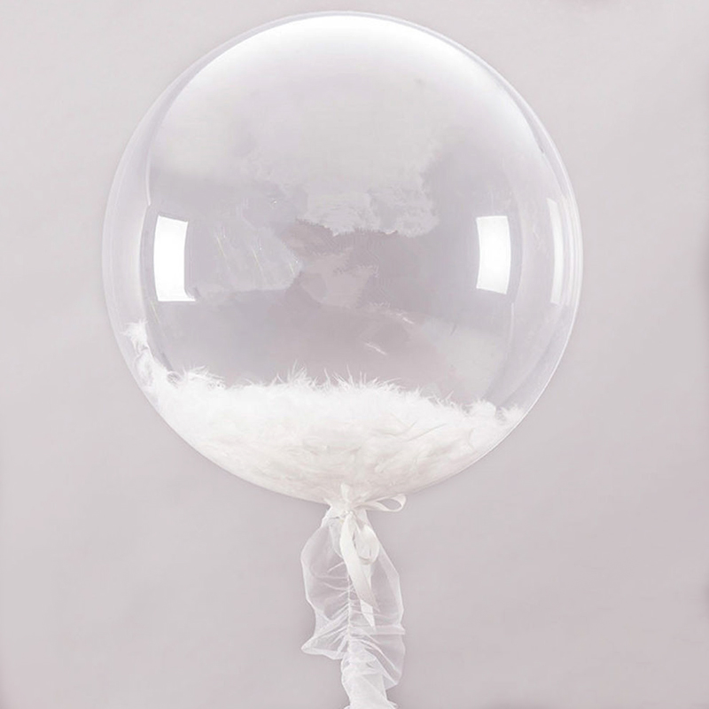 Прозрачный шар с перьями белого цвета - 1