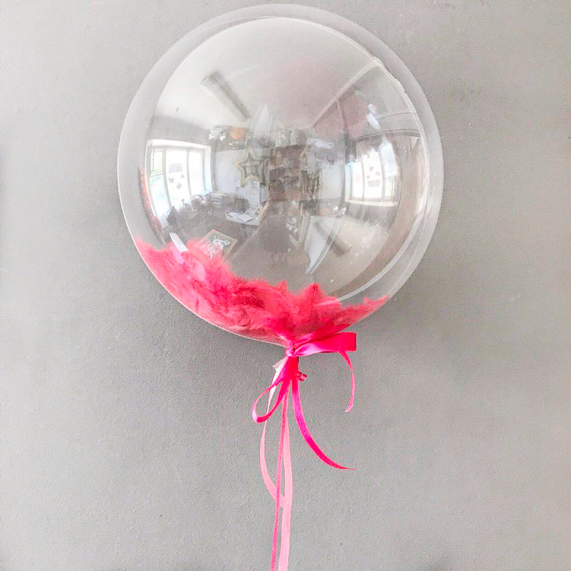 Воздушный шар с перьями розового цвета - 1