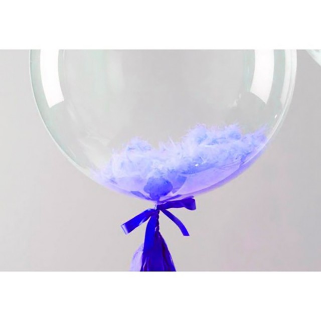 Воздушный шар с перьями синего цвета