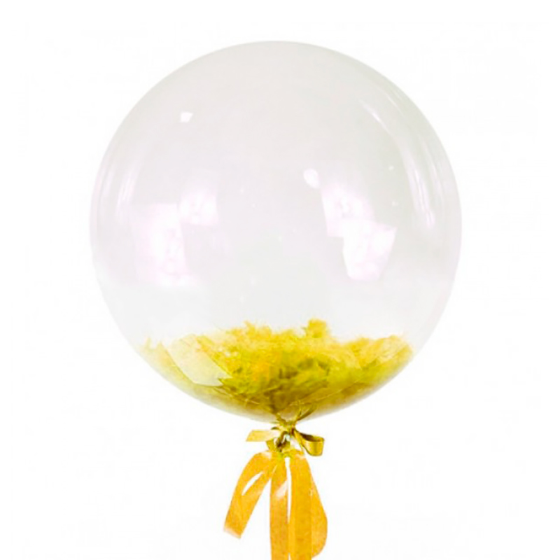 Воздушный шар с перьями желтого цвета - 1