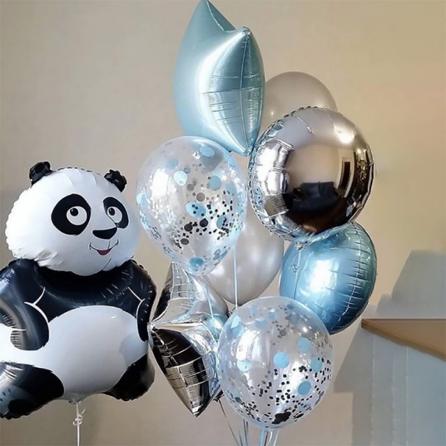Фонтан фольгированных шаров Панда - 