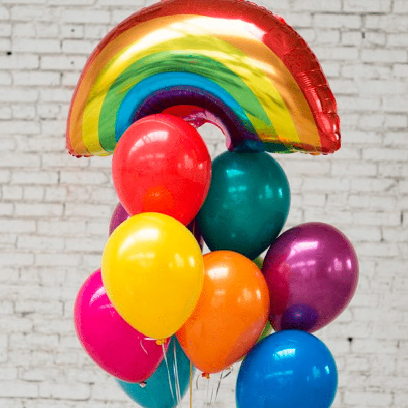 Фонтан из разноцветных шаров с радугой - 1020