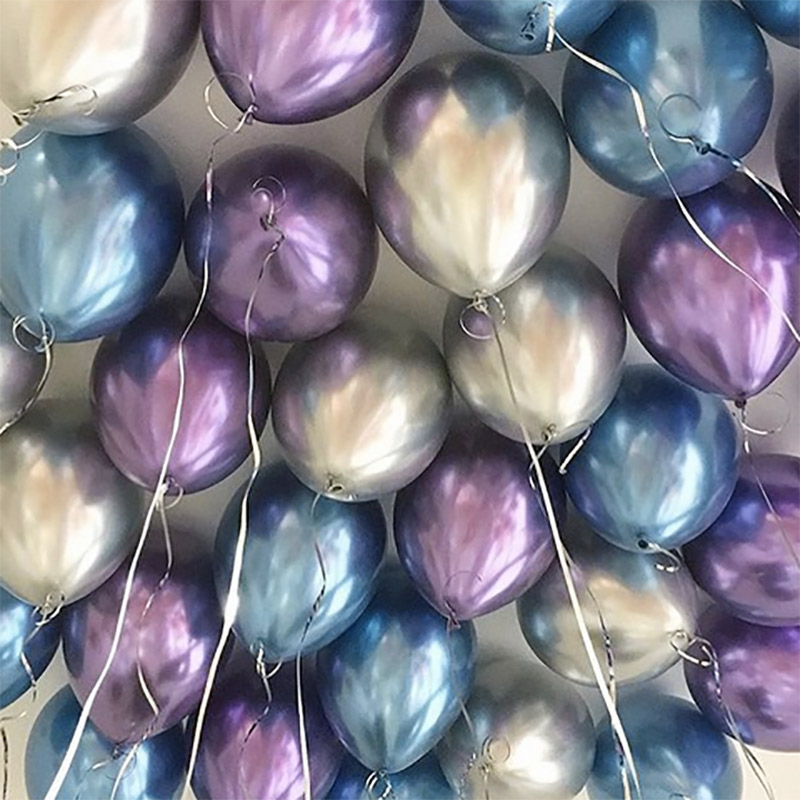Шарики под потолок синего, серебряного и фиолетового цвета 10 шт - 2021
