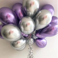 Облако шаров хром фиолетово и серебряного цвета