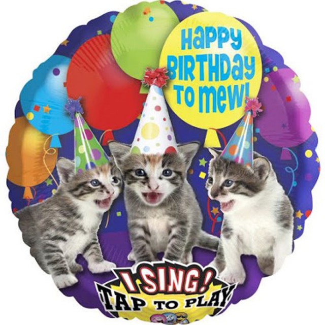 Музыкальный воздушный шар С Днём Рождения Кошки - 1203-0544